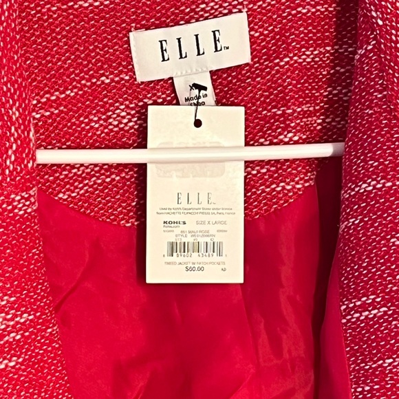 Elle Red Tweed Blazer XL - Picture 4 of 7